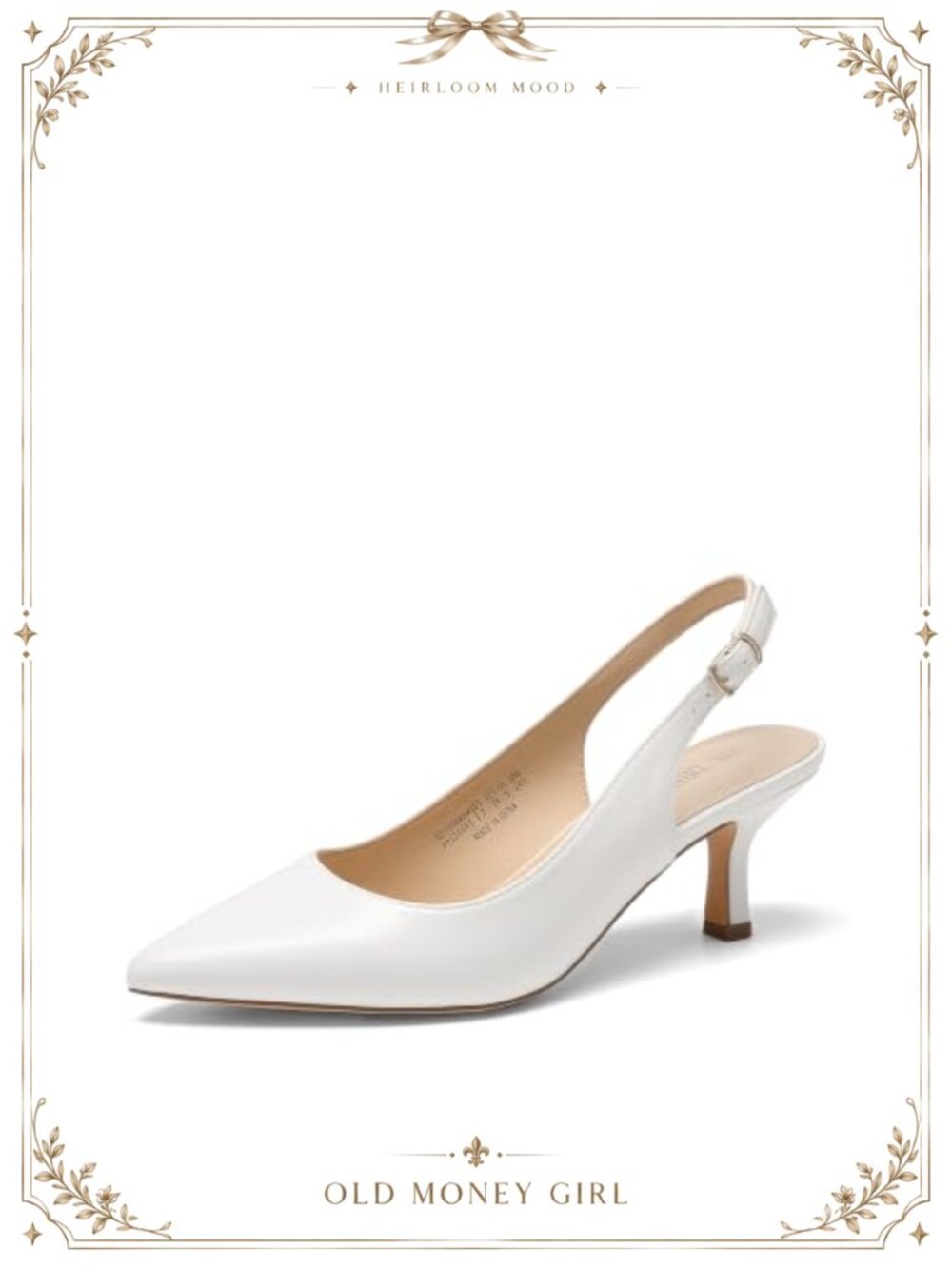 Women's Slingback Kitten Heels Pointed Toe Pumps Faux Leather